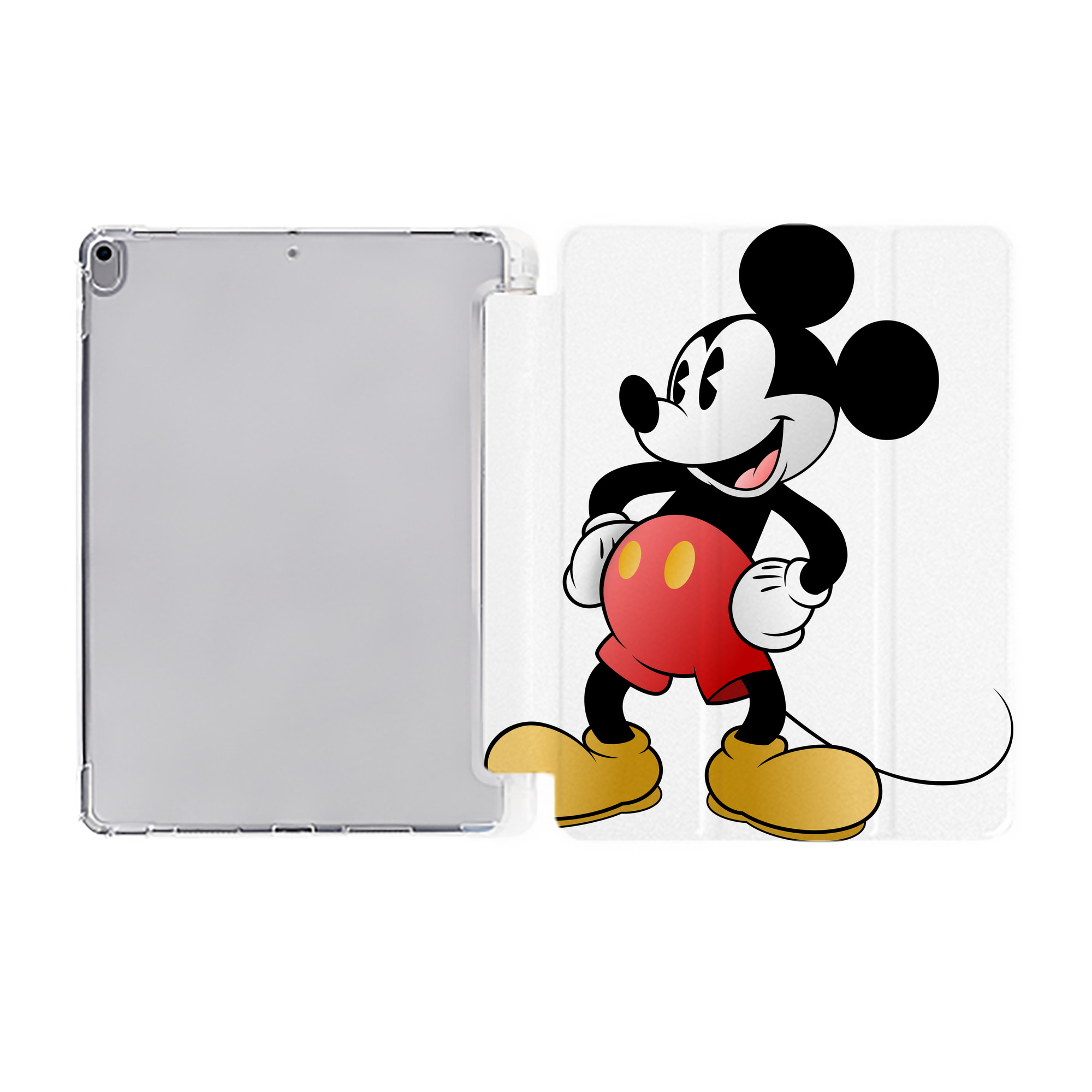 （画像用） ミッキーマウス Mickey Mouse IPad ケース ペン収納付き 三つ折りスタンド PUレザー×シリコン 対応機種9.5/10.5/10.9インチ
